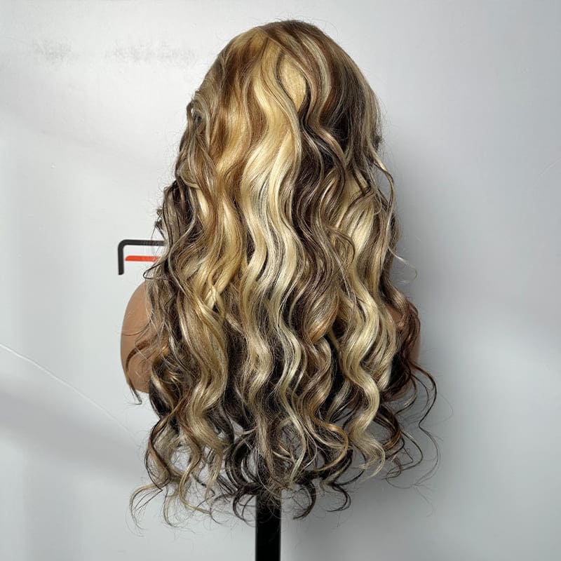 natural wave highlight wig 13x4 lace 22 inch low density thin look